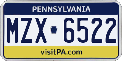 PA license plate MZX6522