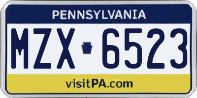 PA license plate MZX6523