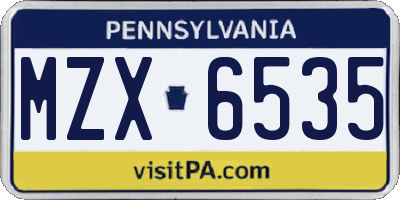PA license plate MZX6535