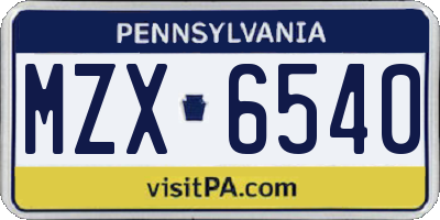 PA license plate MZX6540