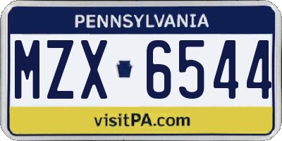 PA license plate MZX6544
