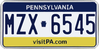 PA license plate MZX6545