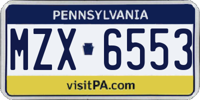 PA license plate MZX6553