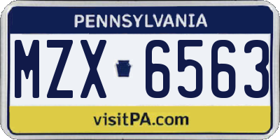 PA license plate MZX6563