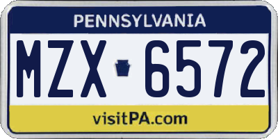 PA license plate MZX6572