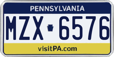 PA license plate MZX6576