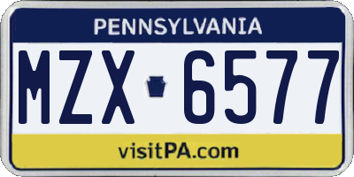 PA license plate MZX6577