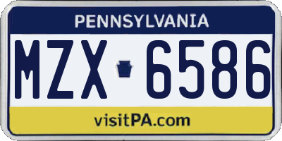 PA license plate MZX6586