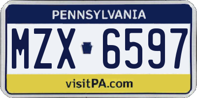 PA license plate MZX6597