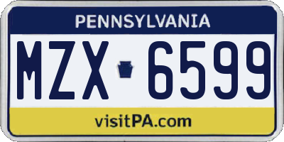 PA license plate MZX6599