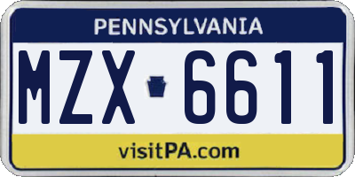 PA license plate MZX6611