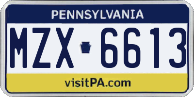PA license plate MZX6613