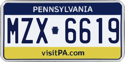 PA license plate MZX6619