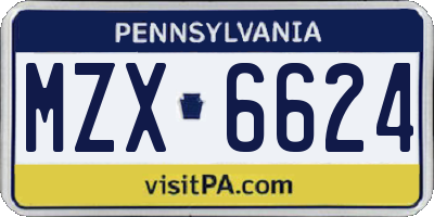 PA license plate MZX6624