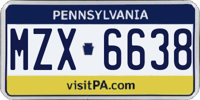 PA license plate MZX6638