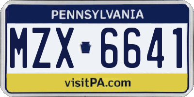 PA license plate MZX6641