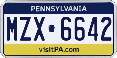 PA license plate MZX6642