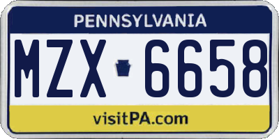 PA license plate MZX6658