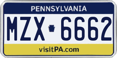 PA license plate MZX6662