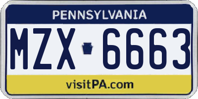PA license plate MZX6663