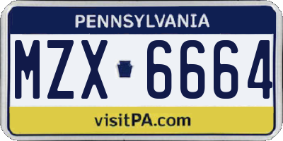 PA license plate MZX6664