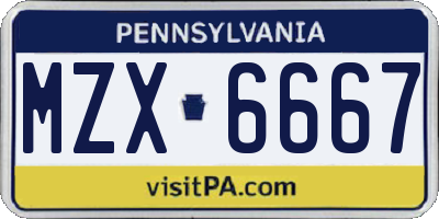 PA license plate MZX6667