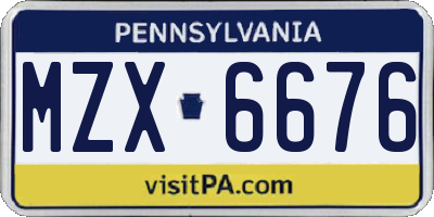 PA license plate MZX6676