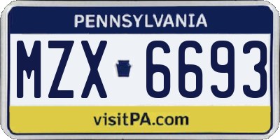 PA license plate MZX6693