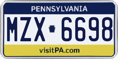 PA license plate MZX6698
