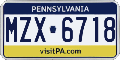 PA license plate MZX6718