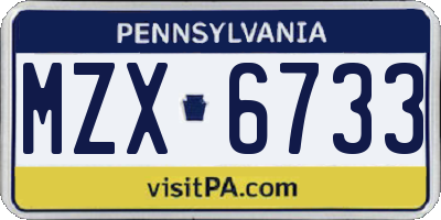 PA license plate MZX6733