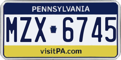 PA license plate MZX6745