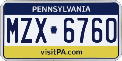 PA license plate MZX6760