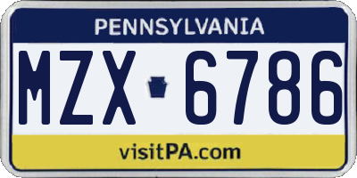 PA license plate MZX6786