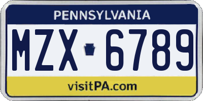 PA license plate MZX6789