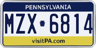 PA license plate MZX6814