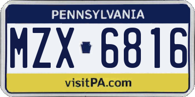PA license plate MZX6816