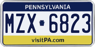 PA license plate MZX6823