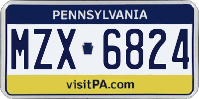 PA license plate MZX6824
