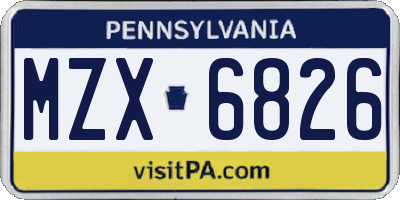 PA license plate MZX6826