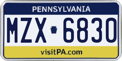 PA license plate MZX6830