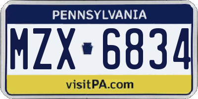 PA license plate MZX6834