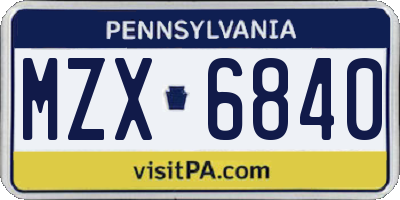 PA license plate MZX6840
