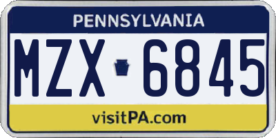 PA license plate MZX6845