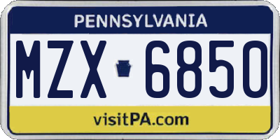 PA license plate MZX6850