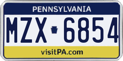 PA license plate MZX6854