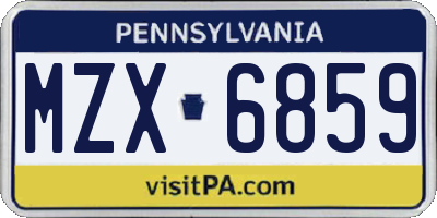 PA license plate MZX6859