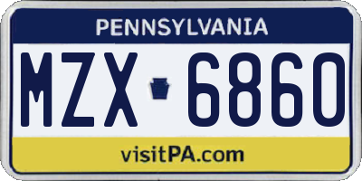 PA license plate MZX6860