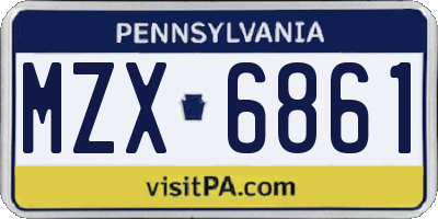 PA license plate MZX6861