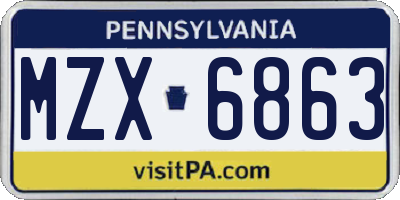 PA license plate MZX6863